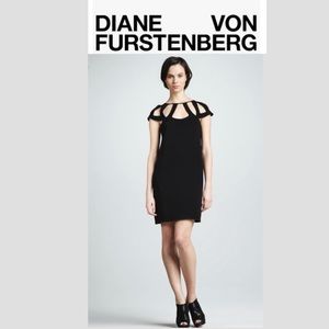 Diane von Furstenberg Black Achava Cut Out Mini Dress Size: 12